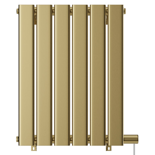 Hudson Colore Brushed Brass 600mm x 452mm Horizontal Electric Single Panel Radiator View from Front