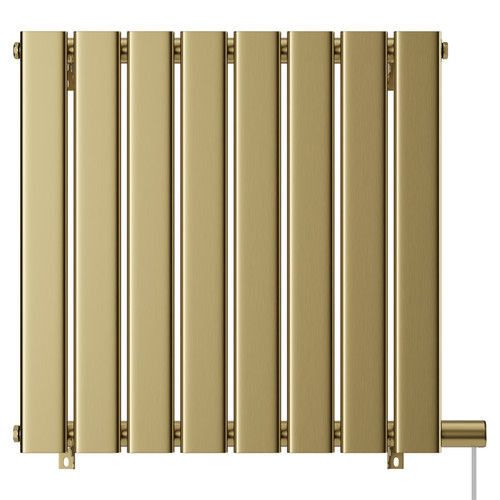 Hudson Colore Brushed Brass 600mm x 604mm Horizontal Electric Single Panel Radiator View from Front