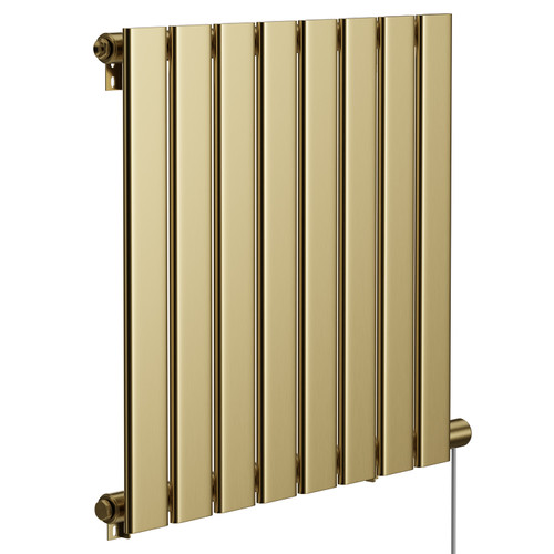 Hudson Colore Brushed Brass 600mm x 604mm Horizontal Electric Single Panel Radiator Left Hand View