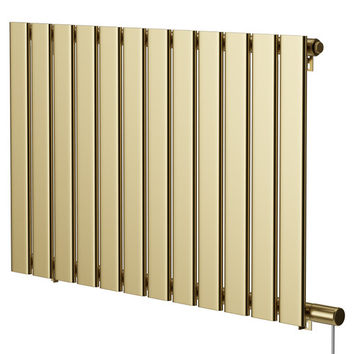 Hudson Colore Brushed Brass 600mm x 908mm Horizontal Electric Single Panel Radiator Right Hand View