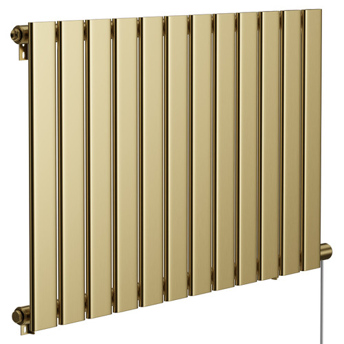 Hudson Colore Brushed Brass 600mm x 908mm Horizontal Electric Single Panel Radiator Left Hand View
