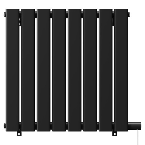 Hudson Colore Matt Black 600mm x 604mm Horizontal Electric Single Panel Radiator View from Front