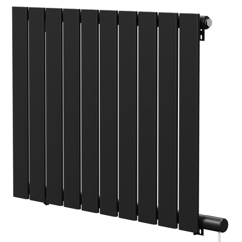 Hudson Colore Matt Black 600mm x 756mm Horizontal Electric Single Panel Radiator Right Hand View