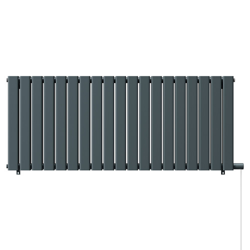 Hudson Anthracite 600mm x 1440mm Horizontal Electric Double Panel Radiator View from Front