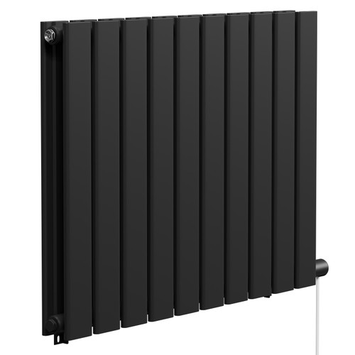 Hudson Colore Matt Black 600mm x 756mm Horizontal Electric Double Panel Radiator Left Hand View