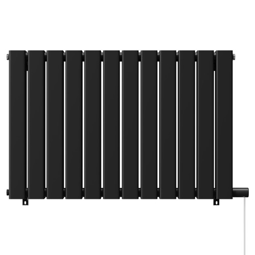 Hudson Colore Matt Black 600mm x 908mm Horizontal Electric Double Panel Radiator View from Front
