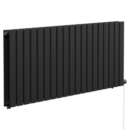 Hudson Colore Matt Black 600mm x 1440mm Horizontal Electric Double Panel Radiator Left Hand View