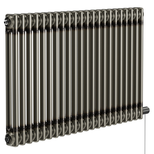 Colosseum Raw Metal 600mm x 988mm Horizontal Electric Double Column Radiator Left Hand View