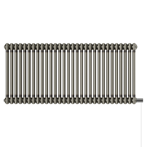 Colosseum Raw Metal 600mm x 1340mm Horizontal Electric Double Column Radiator View from Front