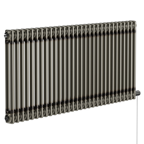 Colosseum Raw Metal 600mm x 1340mm Horizontal Electric Double Column Radiator Left Hand View
