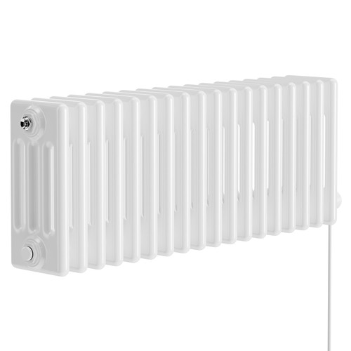 Colosseum White 300mm x 812mm Horizontal Electric Quadruple Column Radiator Left Hand View