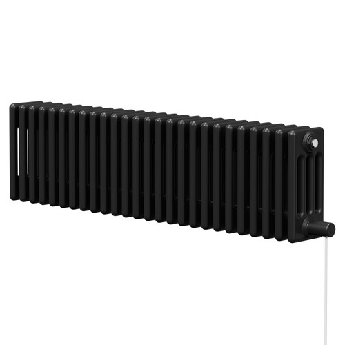 Colosseum Colore Matt Black 300mm x 1164mm Horizontal Electric Quadruple Column Radiator Right Hand View