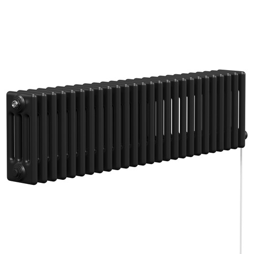 Colosseum Colore Matt Black 300mm x 1164mm Horizontal Electric Quadruple Column Radiator Left Hand View