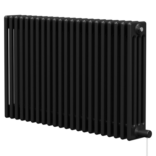 Colosseum Colore Matt Black 600mm x 988mm Horizontal Electric Quadruple Column Radiator Right Hand View