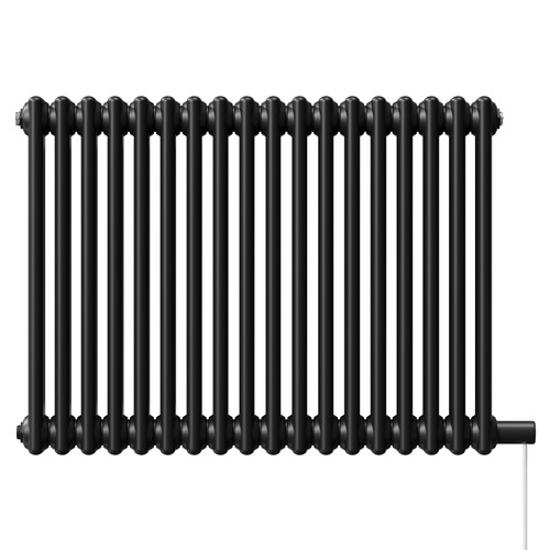 Colosseum Colore Matt Black 600mm x 812mm Horizontal Electric Double Column Radiator View from Front