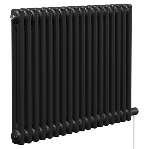 Colosseum Colore Matt Black 600mm x 812mm Horizontal Electric Double Column Radiator Left Hand View