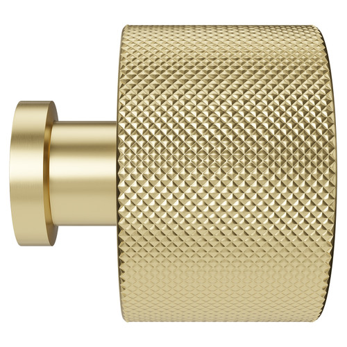 Cedar Brushed Brass 30mm Knurled Knob Furniture Handle View from Side Cedar Brushed Brass 30mm Knurled Knob Furniture Handle View from Side