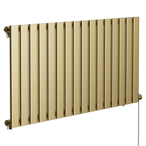 Hudson Colore Brushed Brass 600mm x 1212mm Horizontal Electric Single Panel Radiator Left Hand View