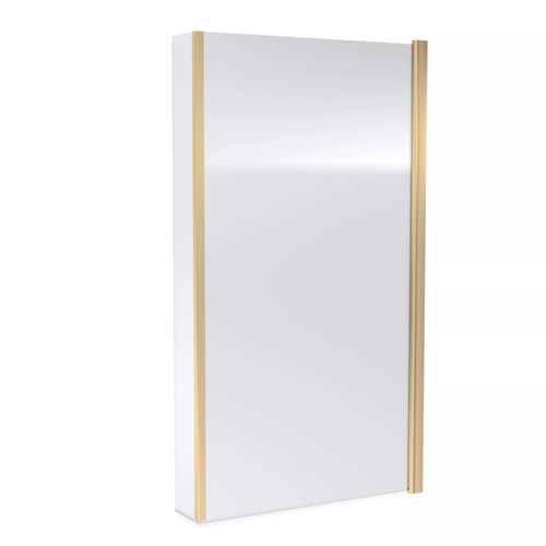 Nuie Pacific Brushed Brass 795mm L Shaped Shower Bath Screen with Fixed Return - NSBS78 Main Image