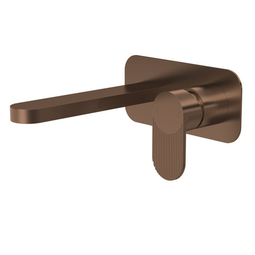 Nuie Cyprus Brushed Bronze Wall Mounted 2 Tap Hole Basin Mixer with Plate - BIN1528F Main Image