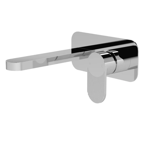 Nuie Cyprus Chrome Wall Mounted 2 Tap Hole Basin Mixer with Plate - BIN328F Main Image