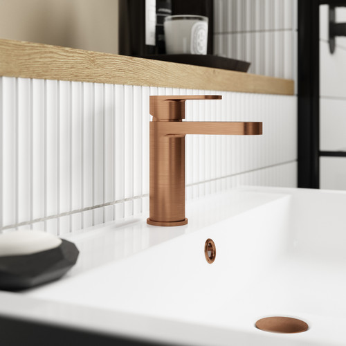 Nuie Binsey Brushed Bronze Mono Basin Mixer Tap with Push Button Waste - BIN1505 Lifestyle View