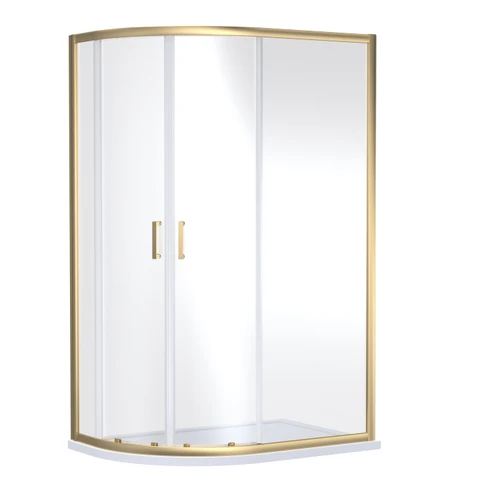 Nuie Rene Brushed Brass 800mm x 1200mm x 1900mm Double Door Offset Quadrant Shower Enclosure - SMQU128BB-E6 Main Image