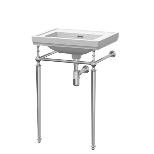 Nuie Carlton 500mm Fireclay Basin with Chrome Wash Stand - CLB512 Main Image
