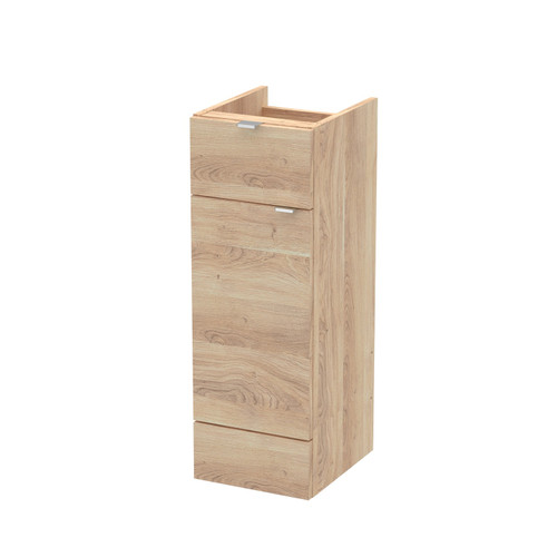 Hudson Reed Fusion Bleached Oak Woodgrain 300mm Floor Standing Single Drawer and Door Lined Storage Unit - OFF3022 Main Image