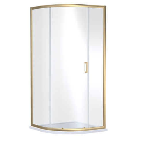 Nuie Rene Brushed Brass 900mm x 1900mm Single Enrty Quadrant Shower Enclosure - SMQ9E1BB-E6 Main Image