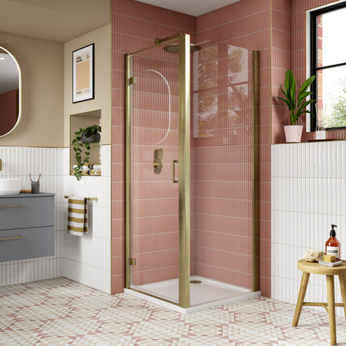 Nuie Lucie Brushed Brass 900mm Shower Side Panel - AQFSP90NBB-E8 Alternative View