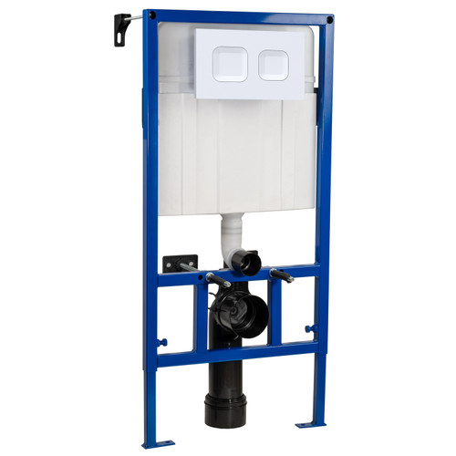Hudson Reed Mid Height Concealed Cistern with Wall Frame and White Dual Flush Plate with Square Buttons - XTY107S Main Image
