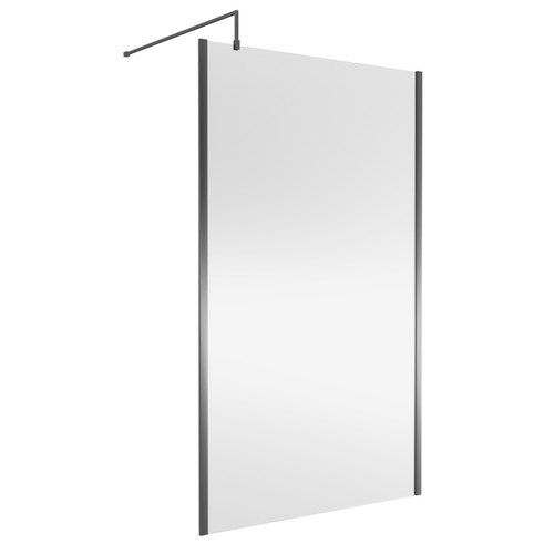 Nuie 1200mm x 1850mm Outer Framed Wetroom Screen with Brushed Pewter Support Bar - WRSCOGM12 Main Image