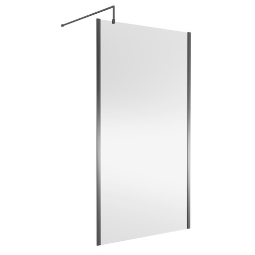 Nuie 1100mm x 1850mm Outer Framed Wetroom Screen with Brushed Pewter Support Bar - WRSCOGM11 Main Image