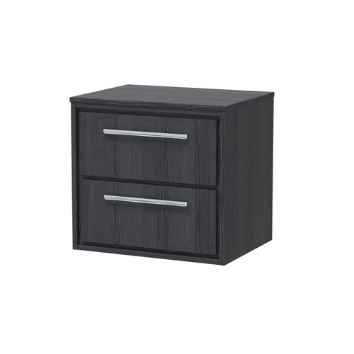 Hudson Reed Lille Graphite Grey Woodgrain 600mm Wall Hung 2 Drawer Vanity Unit with Worktop - LIL2224W Main Image