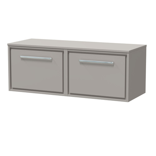 Hudson Reed Lille Matt Pebble Grey 600mm Wall Hung Single Drawer Vanity Unit with Worktop - LIL3222W2 Main Image