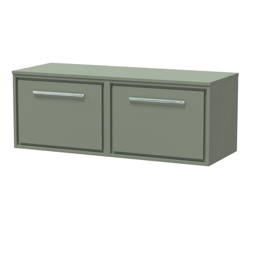 Hudson Reed Lille Matt Fern Green 600mm Wall Hung Single Drawer Vanity Unit with Worktop - LIL3122W2 Main Image