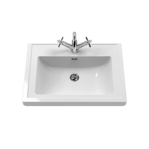 Hudson Reed Lille Matt Fern Green 600mm Wall Hung 2 Drawer Vanity Unit and Classic Fireclay Basin - LIL3124A Second View