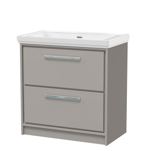 Hudson Reed Lille Matt Pebble Grey 800mm 2 Drawer Vanity Unit and Classique Fireclay Basin - LIL3235H Main Image