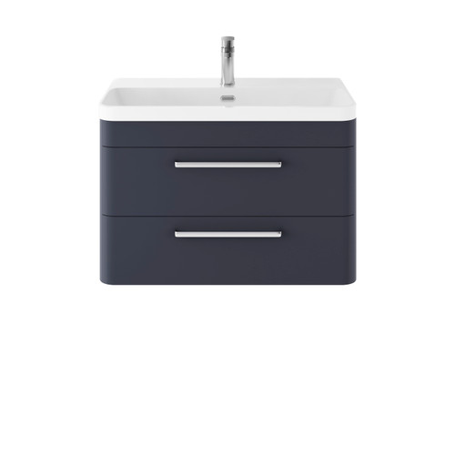 Hudson Reed Solar Matt Indigo Blue 800mm Wall Hung 2 Drawer Vanity Unit and Thin Edge Basin - SOL304B Main Image