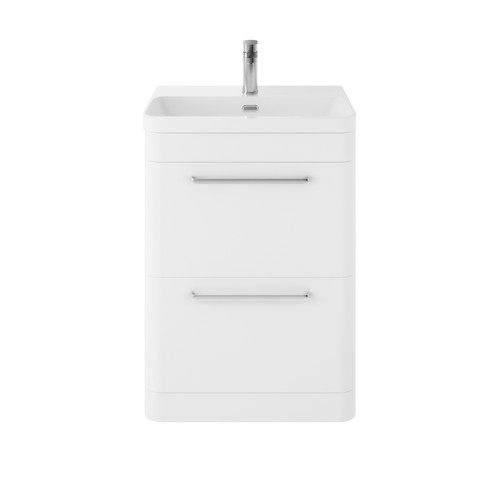 Hudson Reed Solar Matt Pure White 600mm 2 Drawer Vanity Unit and Thin Edge Basin - SOL101B Main Image
