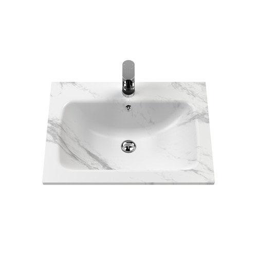 Old London Bexley Matt Cool Grey 600mm Single Drawer Vanity Unit and Carrera Marble Stone Basin - BEX225Q Second View