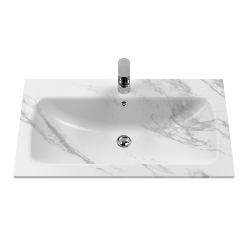 Old London Bexley Matt Pure White 800mm Single Drawer Vanity Unit and Carrera Marble Stone Basin - BEX127Q Second View
