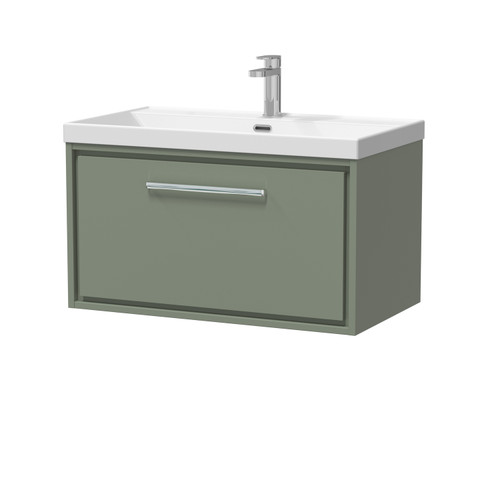 Hudson Reed Lille Matt Fern Green 800mm Wall Hung Single Drawer Vanity Unit and Thin Edge Basin - LIL3125E Main Image