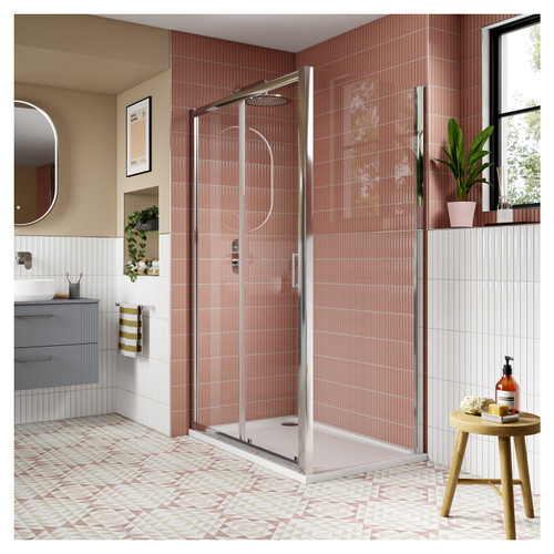 Luma 8 Chrome 800mm Shower Enclosure Side Panel Lifestyle Image