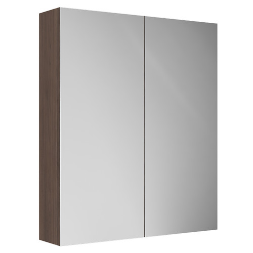 Napoli Brown Oak 600mm Wall Mounted Mirrored Cabinet Left Hand View