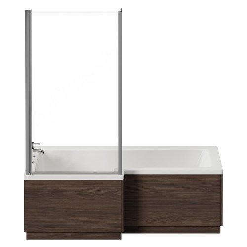 Napoli Brown Oak 1700mm L Shaped Front and End Bath Panel Set Front View