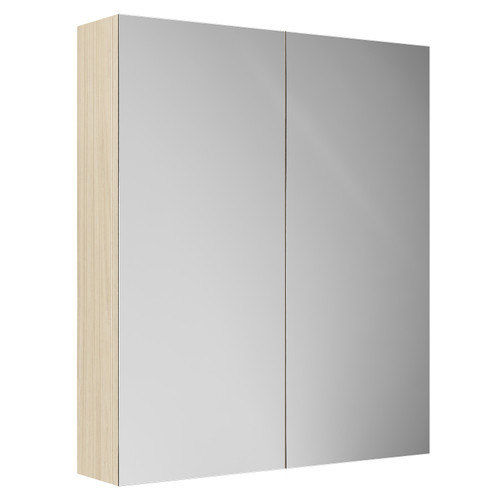 Napoli Light Oak 600mm Wall Mounted Mirrored Cabinet Left Hand View