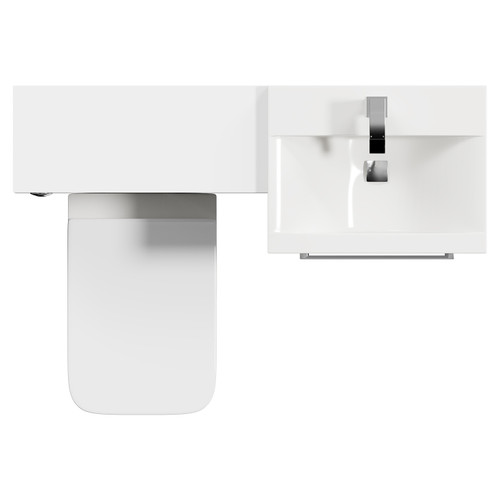Napoli Cento Gloss White 1100mm Vanity Unit Toilet Suite with 1 Tap Hole Basin and 2 Drawers with Polished Chrome Handles Top View