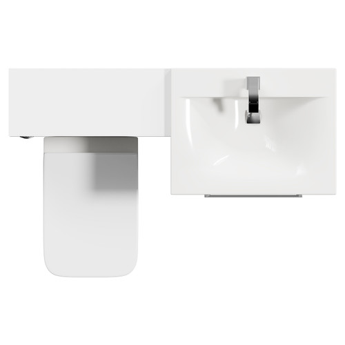 Napoli Cento Gloss White 1200mm Vanity Unit Toilet Suite with 1 Tap Hole Basin and 2 Drawers with Polished Chrome Handles Top View